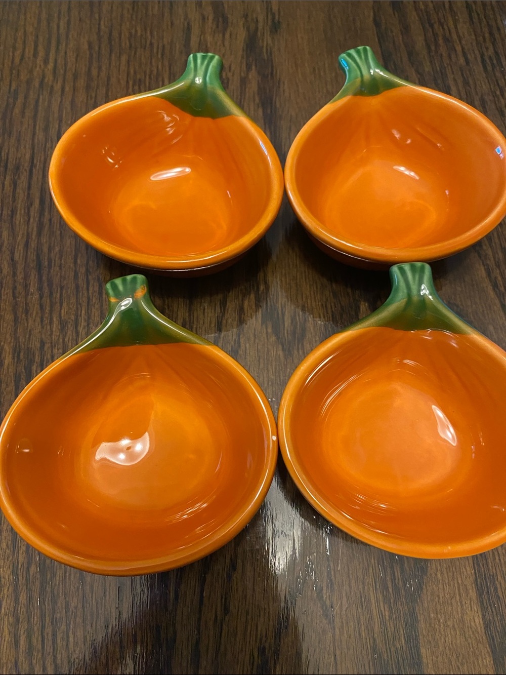 Orange Pumpkin Ramekins/appetizer/dipping bowls set of 4.